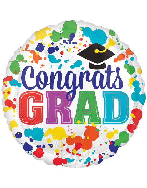 28in Anagram Congrats Grad Paint Splotch Balloon