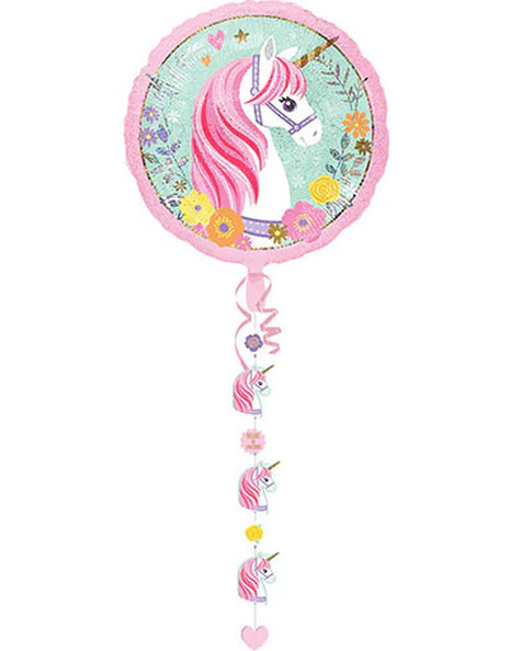 90in Anagram Magical Unicorn Drop-a-Line Balloon - Joker Party Supply