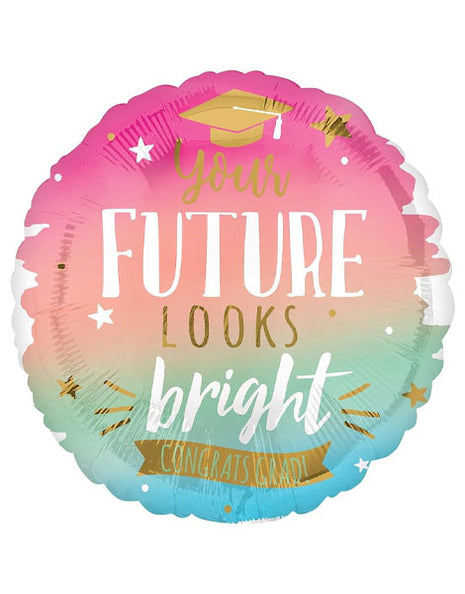28in Anagram Congrats Grad Future Looks Bright Balloon - Joker Party Supply