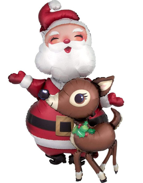 48in Anagram Airwalker Santa & Reindeer Balloon - Joker Party Supply