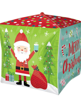 15in Anagram Cubez Happy Santa Balloon - Joker Party Supply