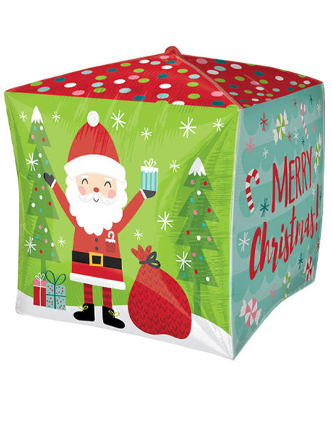 15in Anagram Cubez Happy Santa Balloon - Joker Party Supply