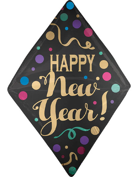 25in Anagram Happy New Year Satin Dots Anglez Balloon - Joker Party Supply