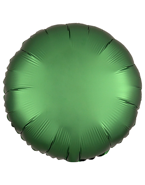 Globo redondo de satén verde esmeralda con anagrama de 18 pulgadas
