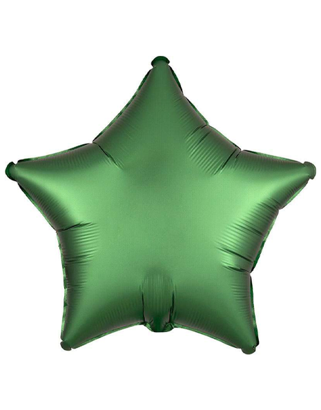 Globo de estrella verde esmeralda satinado con anagrama de 18 pulgadas