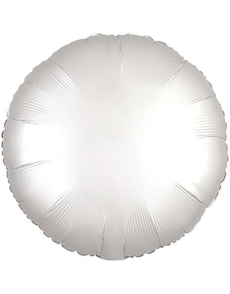 Globo redondo de satén blanco con anagrama de 18 pulgadas