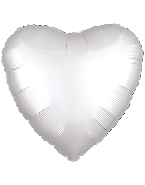 Globo de corazón blanco satinado con anagrama de 18 pulgadas