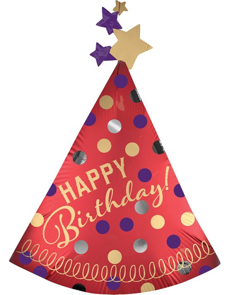 27in Anagram Satin Red Party Hat Balloon - Joker Party Supply