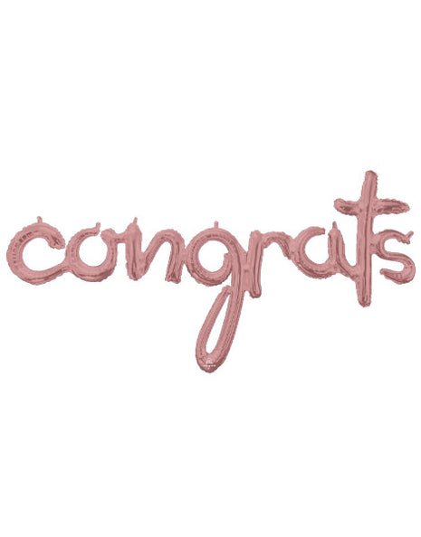 56in Anagram Air-Filled Script Rose Gold Congrats Balloon - Joker Party Supply