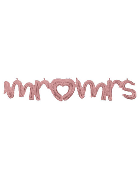 59in Anagram Air-Filled Rose Gold Mr♡Mrs Balloon - Joker Party Supply