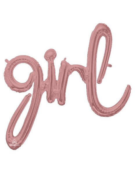 30in Anagram Air-Filled Script Rose Gold Girl Balloon - Joker Party Supply