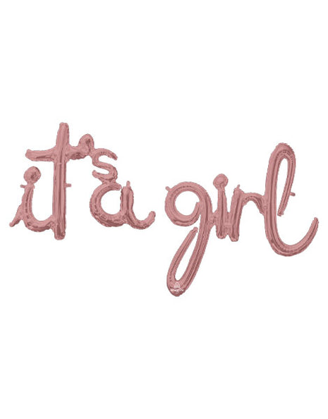 Anagram Air-Filled Script Rose Gold It's A Girl Balloon - Joker Party Supply