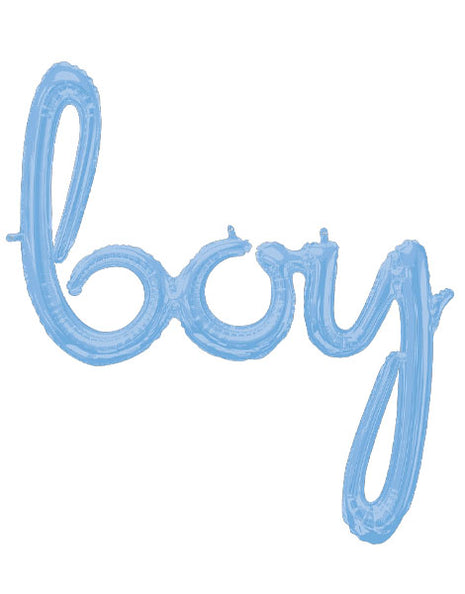 32in Anagram Air-Filled Script Pastel Blue Boy Balloon - Joker Party Supply