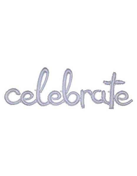 59in Anagram Air-Filled Silver Celebrate Phrase Balloon - Joker Party Supply