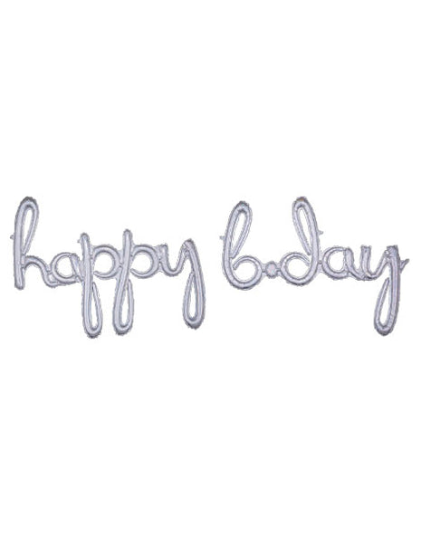Anagram Air-Filled Script Silver Happy B.Day Balloon - Joker Party Supply