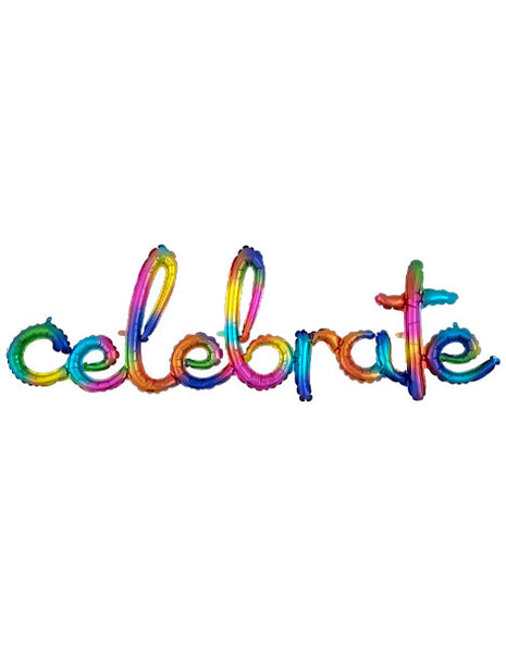 59in Anagram Air-Filled Rainbow Celebrate Phrase Balloon - Joker Party Supply