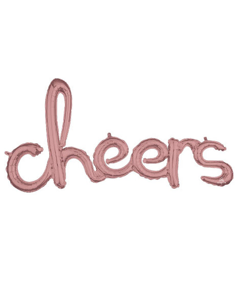 40in Anagram Air-Filled Rose Gold Cheers Phrase Balloon - Joker Party Supply
