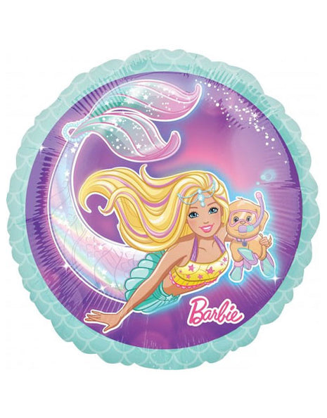 Globo de sirena Barbie con anagrama de 18 pulgadas