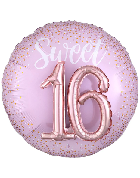 27in Anagram Sixteen Blush Balloon - Joker Party Supply