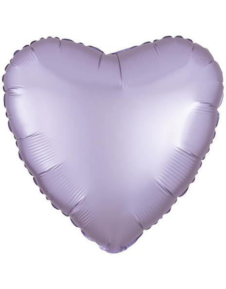 Globo de corazón de satén lila pastel con anagrama de 18 pulgadas