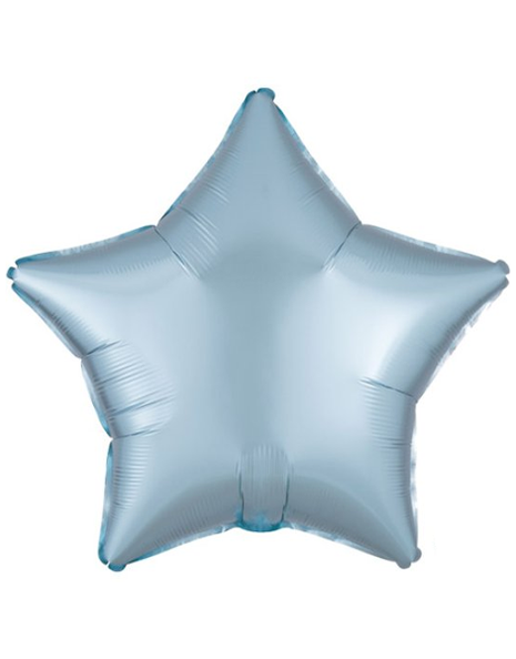 Globo de estrella de satén azul pastel con anagrama de 18 pulgadas