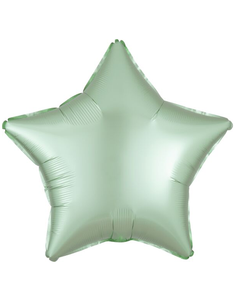 Globo de estrella verde menta satinado con anagrama de 18 pulgadas
