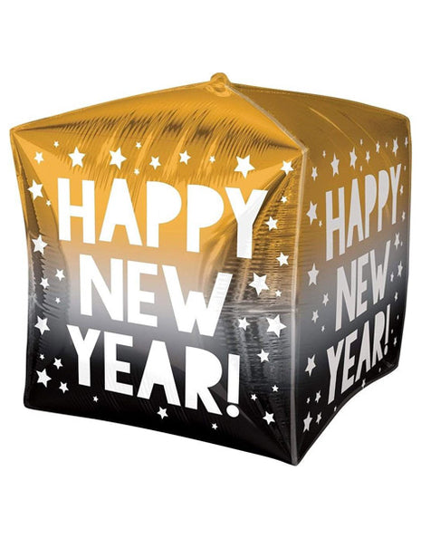 15in Anagram Happy New Year Stars Cubez Balloon - Joker Party Supply