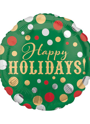 18in Anagram Happy  Holidays Fun Dots Balloon