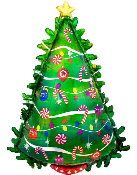 36in Anagram Holographic Green Christmas Tree Balloon - Joker Party Supply