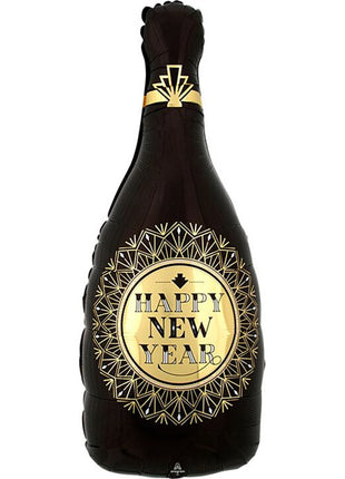 36in Anagram Vintage Happy New Year Champagne Bottle Balloon - Joker Party Supply