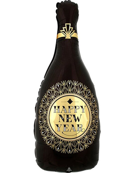 36in Anagram Vintage Happy New Year Champagne Bottle Balloon - Joker Party Supply
