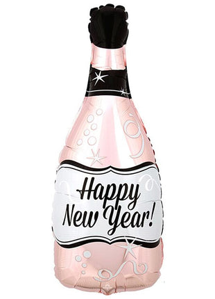 26in Anagram Happy New Year Rose Gold Bottle Balloon - Joker Party Supply