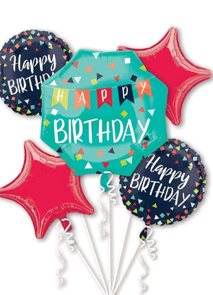 Anagram Reason to Celebrate Birthday Bouquet Balloons 5pc - Joker Party Supply