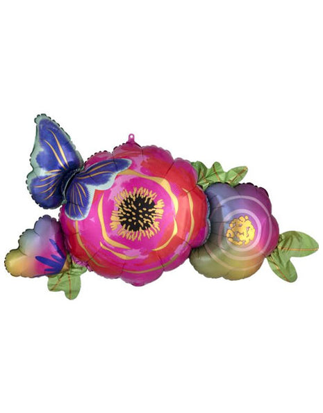 37in Anagram Satin Flowers/Butterfly Balloon - Joker Party Supply