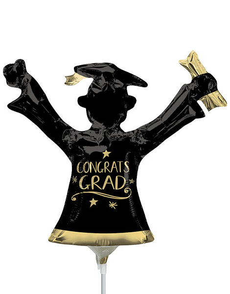 14in Anagram Congrats Grad Gold and Black Balloon