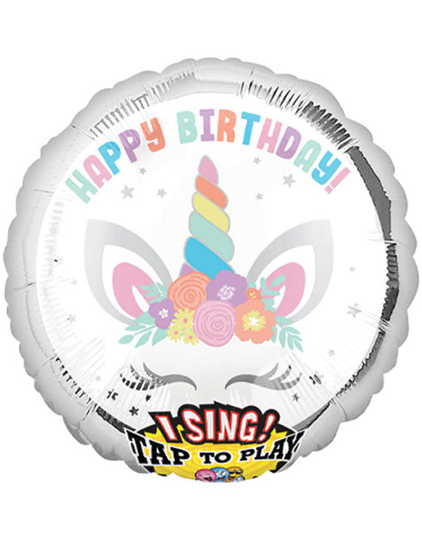28in Anagram Happy Birthday Unicorn Party Sing-A-Tune Balloon - Joker Party Supply
