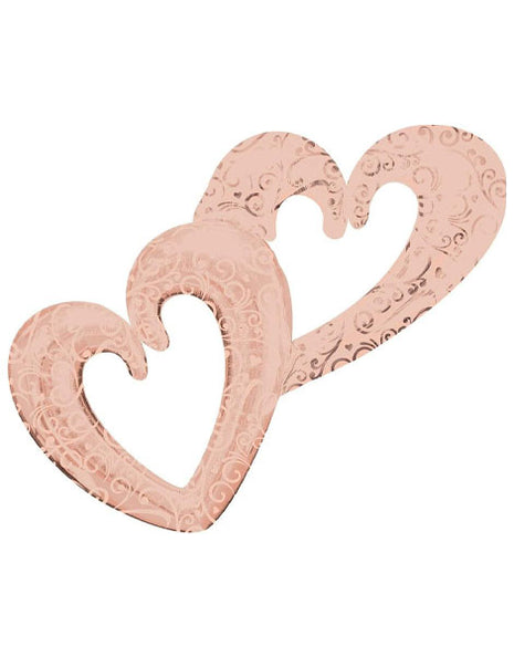 53in Anagram Rose Gold Interlocking Hearts Balloon - Joker Party Supply