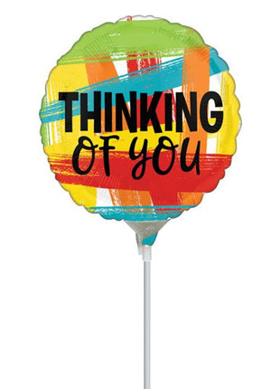 9in Anagram Thinking Of You Primary Painted Balloon (Heat Seal Required)