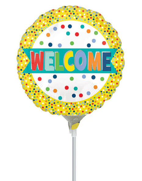 Globo de 9 pulgadas con anagrama "Bienvenidos" y muchos puntos (se requiere sellado térmico)