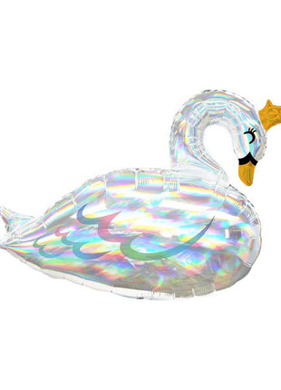 29in Anagram Holographic Iridescent Swan Balloon - Joker Party Supply