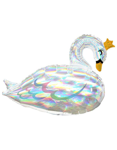 29in Anagram Holographic Iridescent Swan Balloon - Joker Party Supply