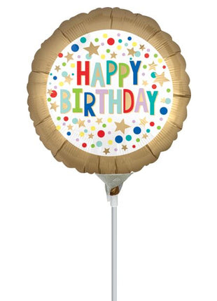 4in Anagram Gold Marquee Dots Balloon (Heat Seal Required)