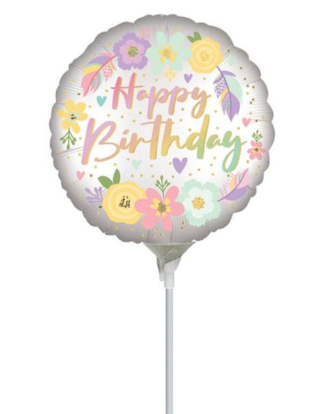 Globo de cumpleaños bohemio con anagrama de flores de 9 pulgadas (se requiere sellado térmico)