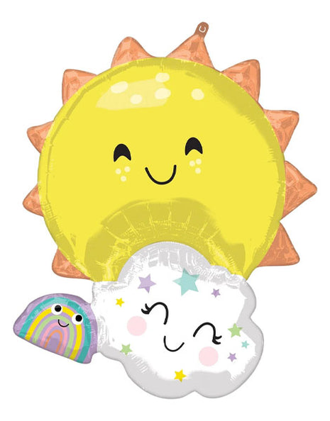 28in Anagram Rainbow Sun Cloud Family Balloon - Joker Party Supply