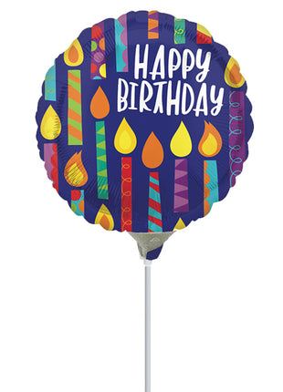 9in Anagram Happy Candles Balloon (Heat Seal Required)