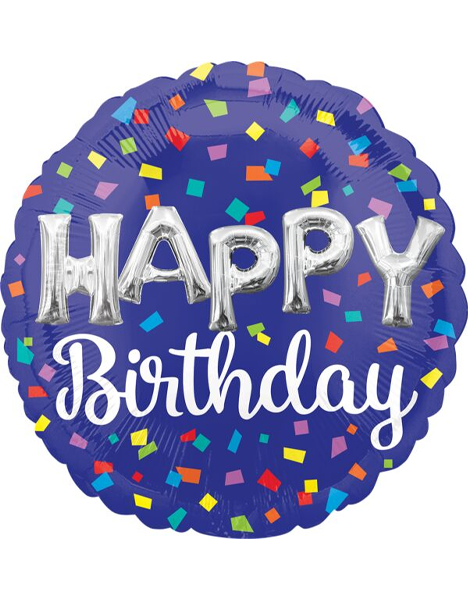 28in Anagram Happy Birthday Confetti Balloon - Joker Party Supply