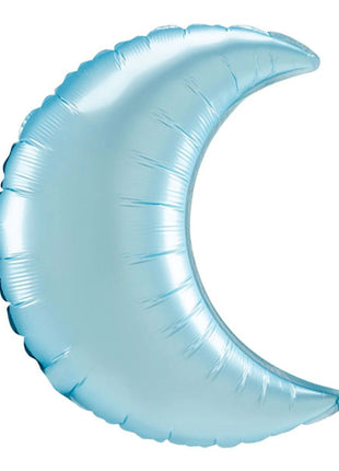 Globo de media luna azul pastel satinado con anagrama de 26 pulgadas