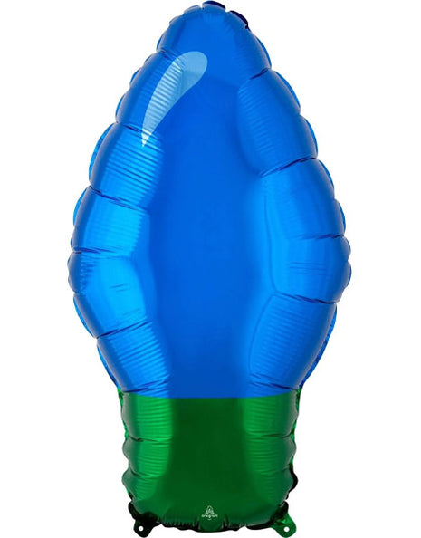 22in Anagram Blue Christmas Light Bulb Balloon - Joker Party Supply