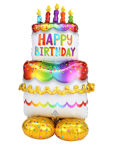 Globo Airloonz de 53 pulgadas con forma de pastel de cumpleaños con anagrama