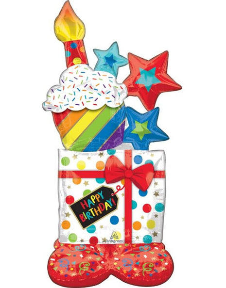 55in Anagram Airloonz Stacked Birthday Icons Balloon - Joker Party Supply